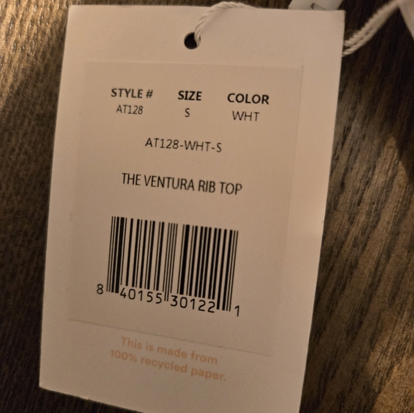 NWT Andie The Ventura Rib Bikini Top sz Small in White - Picture 4 of 4